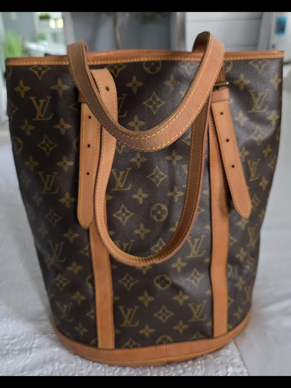 Louis Vuitton Monogram Canvas Shoulder Bag in Brown and Tan